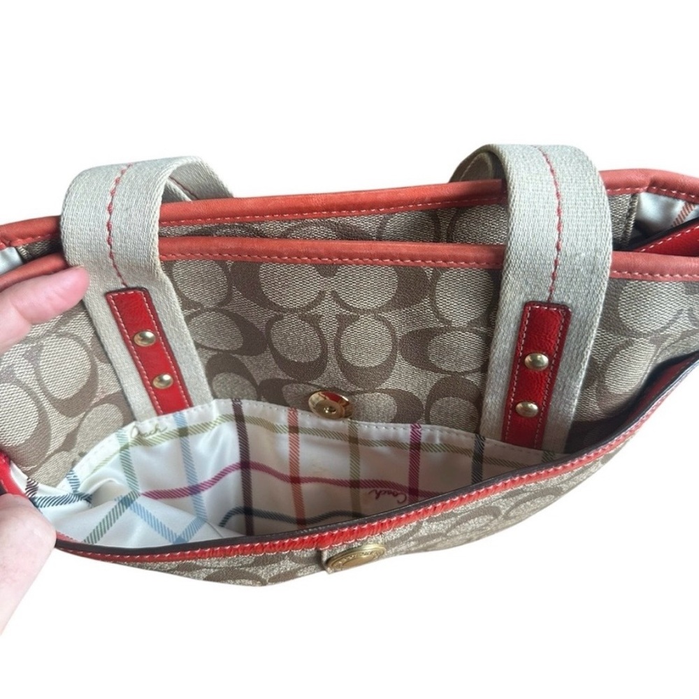 Coach Signature Y2K Vintage Heritage Tattersall Signature Tote - Picture 7 of 11